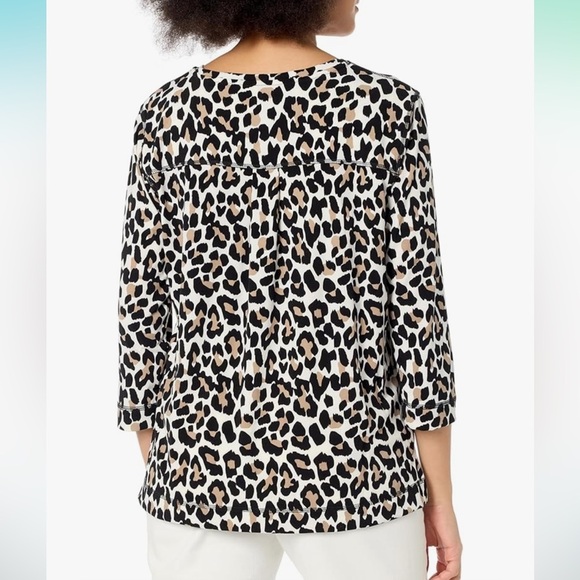 MULTIPLES Three-Quarters Sleeve Leopard  Print Top, size XL - Picture 2 of 11